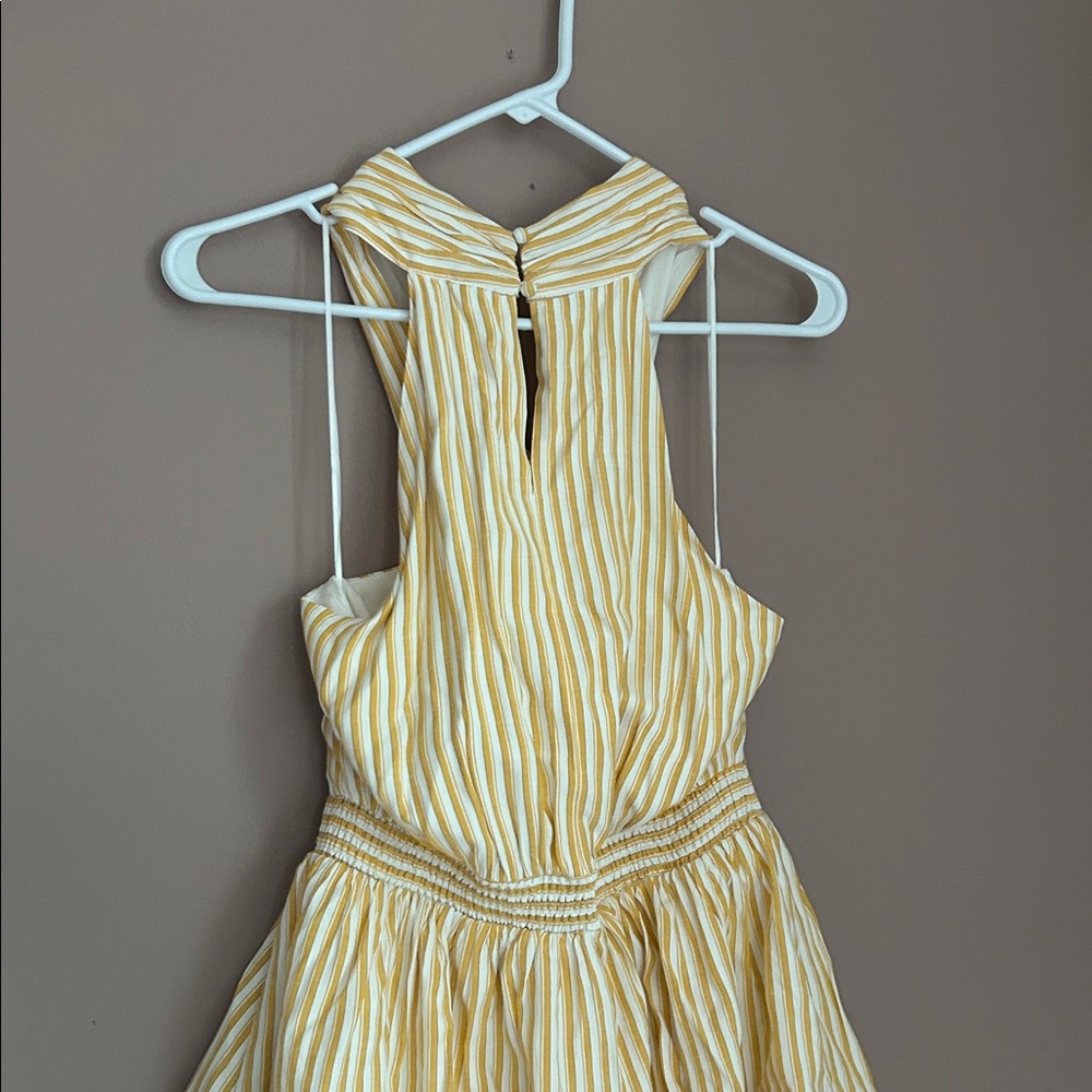 NWT Skies are Blue Yellow Stripes Tiered Halter Maxi Dress Size Small - Picture 5 of 15